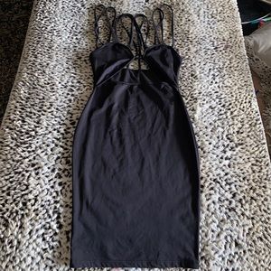 Bodycon Sleeveless Criss Cross Lace Up Midi Dress